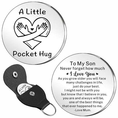 TTOVEN Son Gifts from Mum Son Pocket Hug Token Gifts for Fathers Day Christmas Birthday Gift
