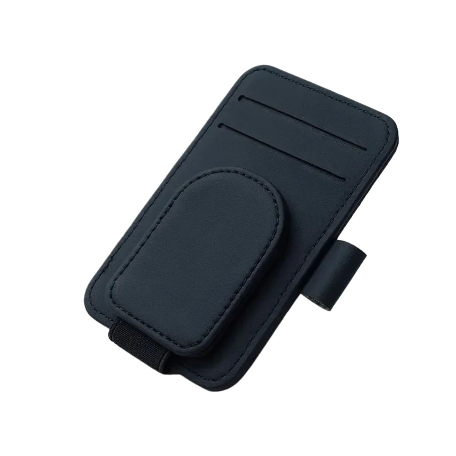 KXFVYNE 2024 Car Multifunctional Glasses Clip PU Material Storage Sun Visor Sunglasses(Black)