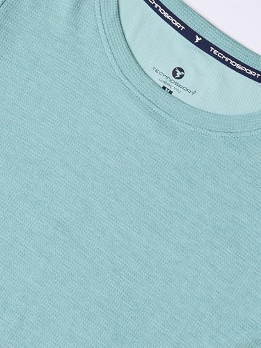 Image of TECHNOSPORT Women Relaxed Fit Cubic Melange Round Neck T-Shirt | Quick Dry Polyester Casual Tee with UPF 50+ UV Protection, Anti-Microbial & Double Cool Technology