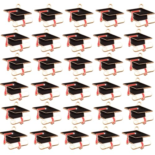 NHQZ Set di 30 ciondoli Charms Applicazione Pendente per Bomboniere laurea Rosso,Cappello da laurea,Berretto da dottorato,Ciondoli laurea,bomboniere laurea infermieristica