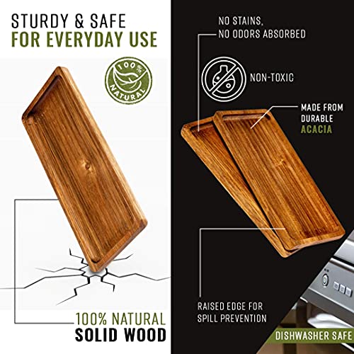 Strova Wood Serving Platters And Charcuterie Trays, Set Of 2, Rustic Wooden Servers With Raised Edge, Serve Cheese, Sushi, Holiday Snacks, And More #TOP2
