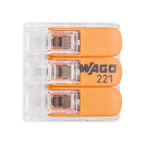 WAGO 221 Serie – 50x 3-Leiter Verbindungsklemmen in Kartonbox