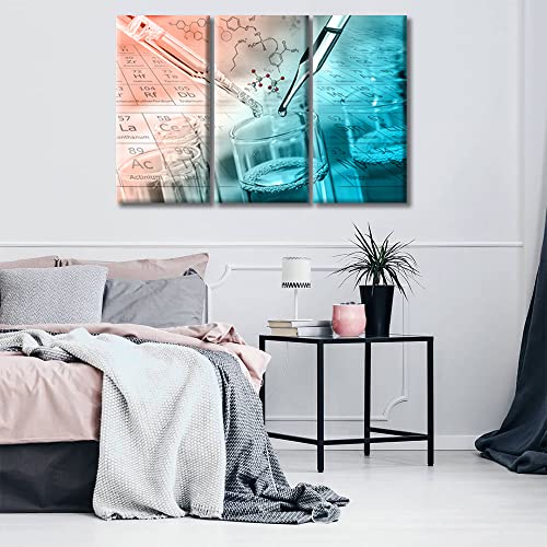 Image of TUMOVO Clinical Laboratory Artwork Wall Decor 3 Piece Medical Pictures Wall Decor Living Room Medical Modern Artwork Print on Canvas Ready to Hang (36 inch Wx24 H)
