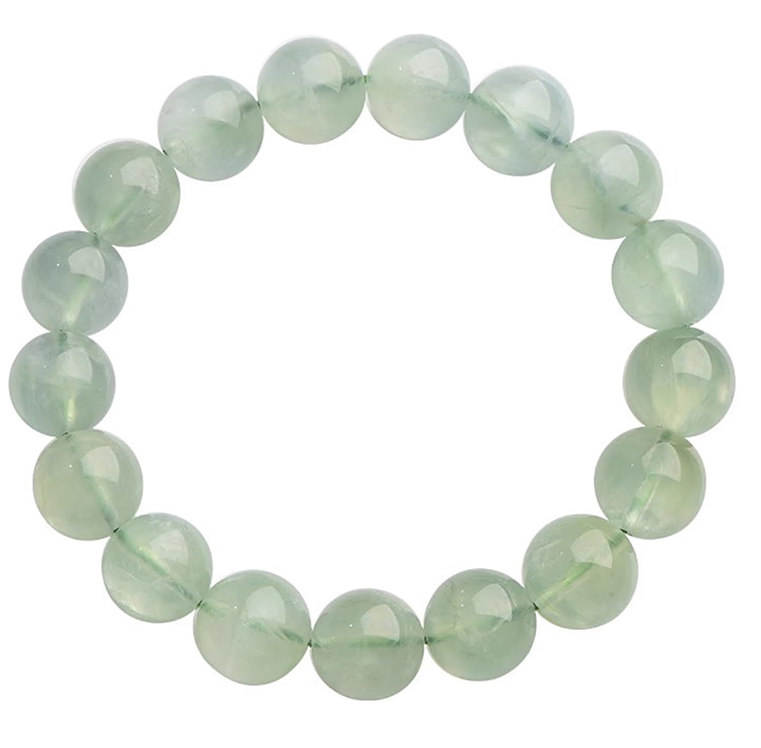 Pulsera redonda cuentas cristal, pulseras elásticas prehnita natural mujer