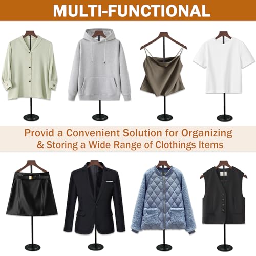 2Pcs 21-36Inch Adjustable T Shirt Display Stand for Vendors,Portable Letterman Jacket Display Stand , Clothing Display Stand,Hanger Shoulder Racks Display for Shirts,Jackets,Coat Retail(Black)