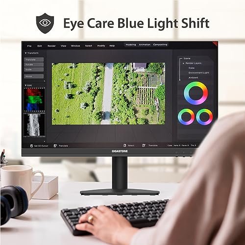 Image of Gigastone 22 inch VA LED Back Light Monitor 75Hz FHD 1920 x 1080, 1080P 178 Wide View Frameless Computer Monitor 4ms, Eye Care Technology, Ergonomic Tilt VESA Mount, HDMI VGA