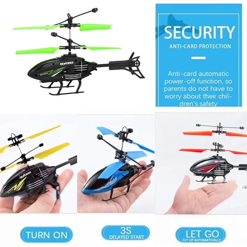 Image of Remote Control Flying Helicopter Toy - Rechargeable RC Helicopter for Kids & Beginners, Lightweight Indoor /Outdoor with USB Charging and 3D Light (B.Yellow)