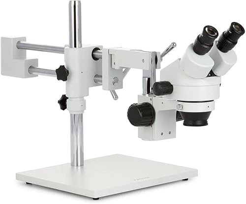 Miniatura 3 de AmScope SM-4B microscopio profesional de zoom estéreo binocular oculares WH10x aumento de 7X-45X objetivo del zoom 07X-45X soporte de brazo doble