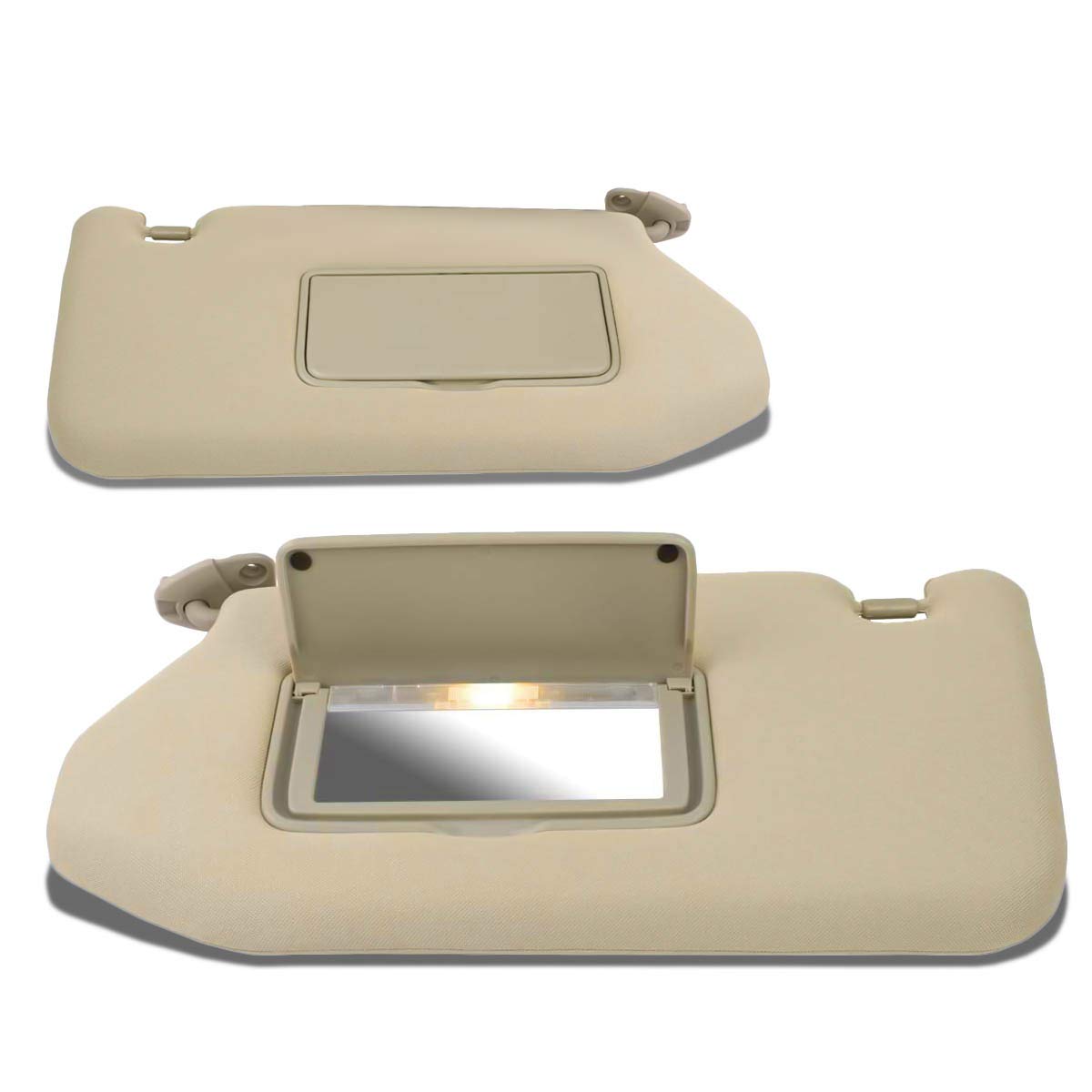 Auto Dynasty Factory Style Sun Visor Sunshade with Mirror and Vanity Light Compatible with Infiniti JX35 QX60 Pathfinder 13-19, Driver and Passenger Side (Beige)