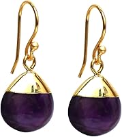 Vista 90 de Gempires - Pendiente de gancho de pera natural, pendiente de meditación, joyería hecha a mano, regalo para ella Yaxaite