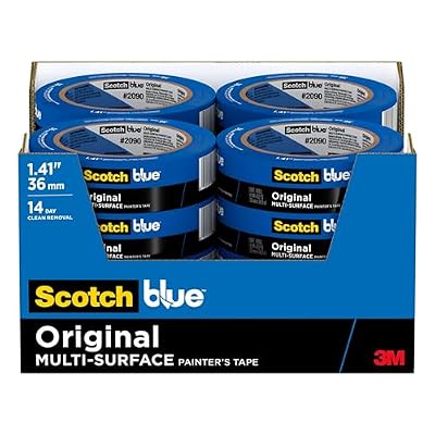 Scotch Painter's Tape Original Multi-Surface Painter's Tape, 1.41 Inches x 60 Yards, 16 Rolls, Blue, Tape Protects Surfaces and Removes Easily, Multi-Surface Painting Tape for Indoor and Outdoor Use