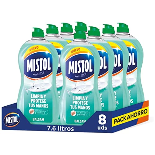 Mistol Aloe Vera - Pack de 8 unidades - Lavavajillas líquido a mano concentrado, 950 ml - Protege y...