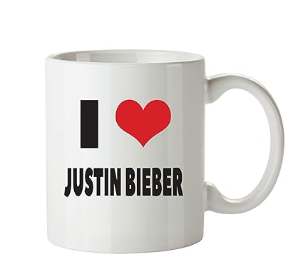 I Love Justin Bieber I Love Mug Personalised Adult Office Mug