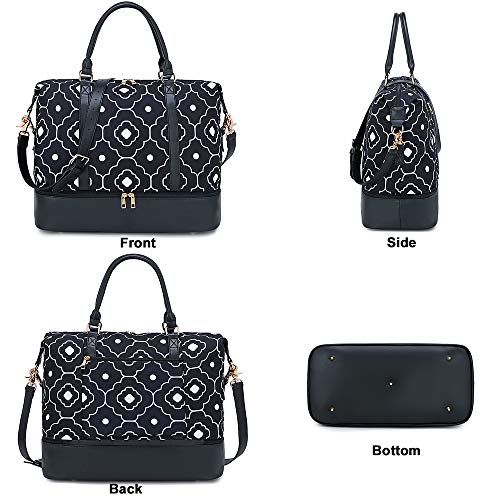 Travel Weekend Bag Womens Overnight Carry on Shoulder Duffel Beach Tote Bag Quincunx black wigh shoe compartment