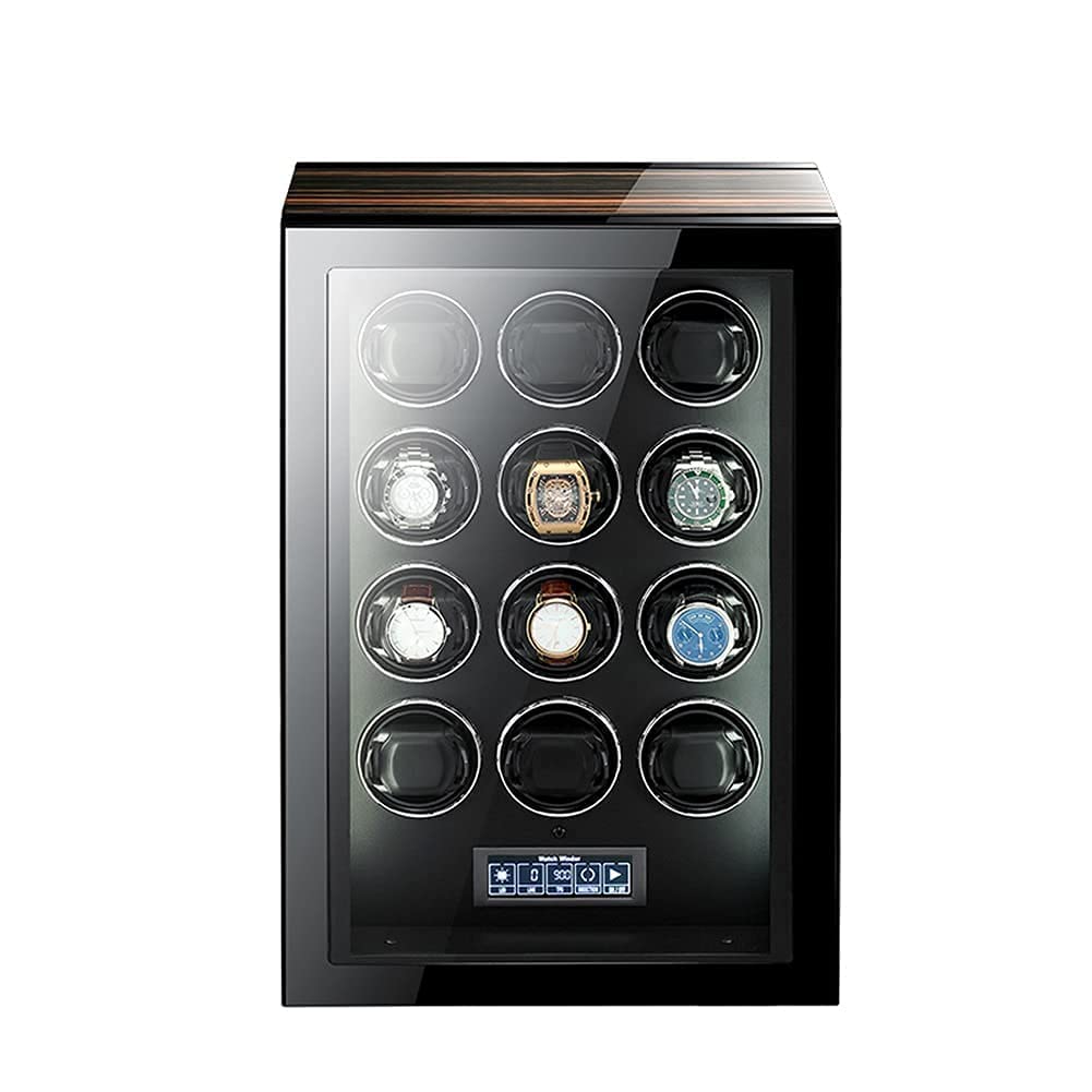 MYUYEE Automatic Watch Winder Box With Quiet Motor And 15 Rotation Modes Led Illumination Remote Control Lcd Display (A-12+0)