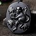 Chinese Zodiac Necklace Pendant Made of Obsidian Gemstone: Horoscope Animal/Sign Amulet