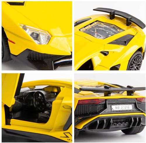 Image of New 1:32 LP750 Diecast Alloy Metal Pull Back Car with Openable Doors Music Sound and Light Vehicle Toy Car for Kids Boys (White)