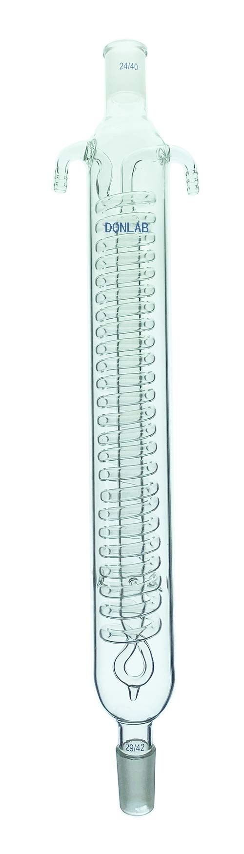 DONLAB GCR-6449 Glass Supper Large 6CM OD 400MM Length Dimroth's Reflux Condenser,Coil Reflux Condenser with 24/40 Upper-29/42 Lower Ground Glass Joint
