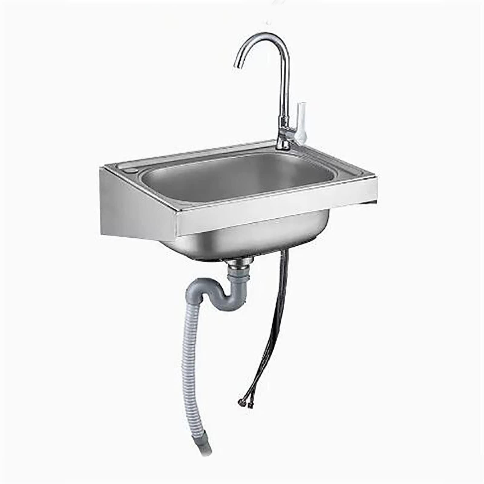 SDdPulse Commercial Grade Stainless Steel Single Bowl Kitchen Sink - Wall-Mounted Wash Basin for Restaurants and Cafes,Hot-16in*11.4in