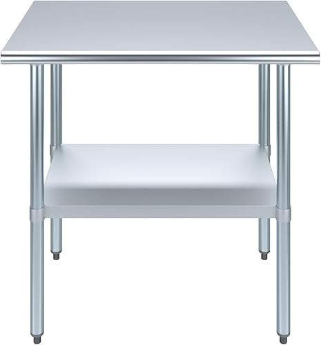 Vista 529 de AmGood Mesa de trabajo de acero inoxidable de 18 pulgadas x 36 pulgadas Mesa de preparación de alimentos de cocina de metal NSF