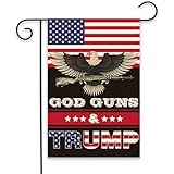 ShuanQ God Guns & Trump Garden Flag - Trump Garden Flag Vertical Double Sided Patriotic USA Flag - American President Election Yard Outdoor Decoration - 12.5 x 18 Inch