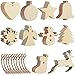 Produktbild MOOING Weihnachtsdeko Holz Weihnachten 100 Stücke Weihnachtsanhänger Tannenschmuck DIY Weihnachtsdekoration Holz Scrapbooking Holz Scheiben Weihnachtsbaum mit Juteseil zum selbst bemalen