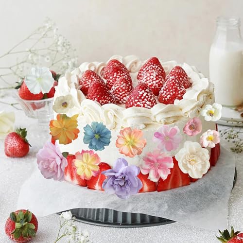 FOSDICK 50Piezas Flores Artificiales Decoracion, Flores de Tela, Cabezas Flores Artificiales Mixtos, Flor Artificial Colorido, Flore Falsas Decorativas para DIY Tarta Boda Fiesta Hogar Mesa Scrapbook - imagen 4