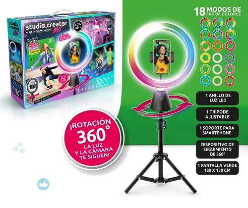 Canal Toys - Studio Creator - Kit de creación de Videos con rotación de 360º y Anillo de luz LED Multicolor - Studio Creator 360º Rotating - INF028 - imagen 4