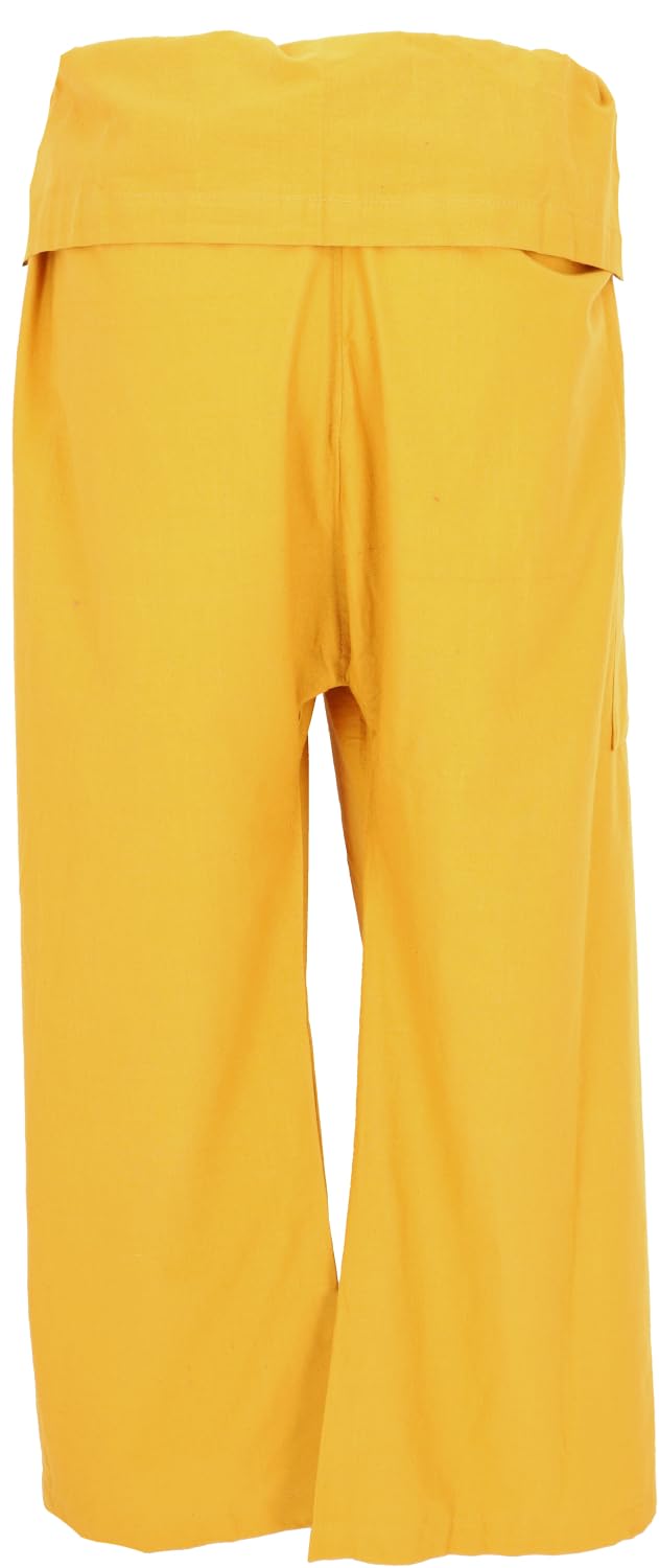 GURU SHOP Pantalon de pêche thaïlandais en coton solide, pantalon portefeuille, pantalon de yoga, taille unique, homme/femme, bleu, taille : taille unique