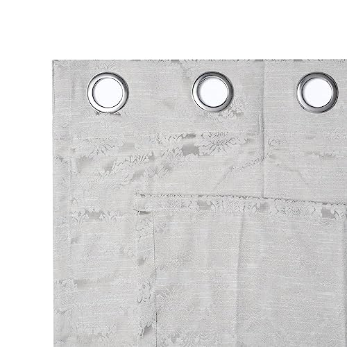 Image of Wakefit Curtains 9 feet Long Set of 2, Curtains for Bedroom /Living Room, Door Curtains 9 feet, Jacquard Curtains, Polyester Curtains, Decoration Items for Home Decor (Artisan-Floral L Grey)