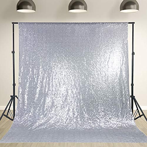 7ft x 7ft Silver Sequin Backdrop Curtain Glitter Photo Booth Backdrop for Wedding Birthday Baby Shower Event Decor