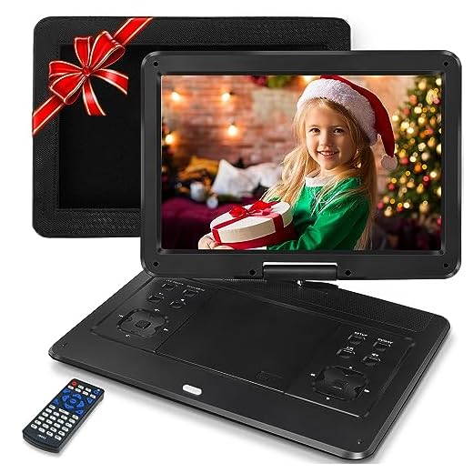 Jekero 16.9'' Portable DVD Player with 14.1'' HD Swivel Screen Car DVD Player Portable 5 Hrs Rechargeable Battery Mobile DVD Player for Travel with Car Charger, Car Headrest Mount, USB/SD Card/Sync TV