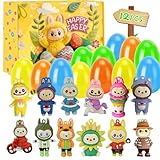 ZKKZ 12 Stück gefüllte Ostereier mit niedlichen Figuren, Lustige Osterei-Füllungen für Kinder, Osterkorb-Füller für Jugendliche, Partygeschenke für Kinder, Jungen und Mädchen