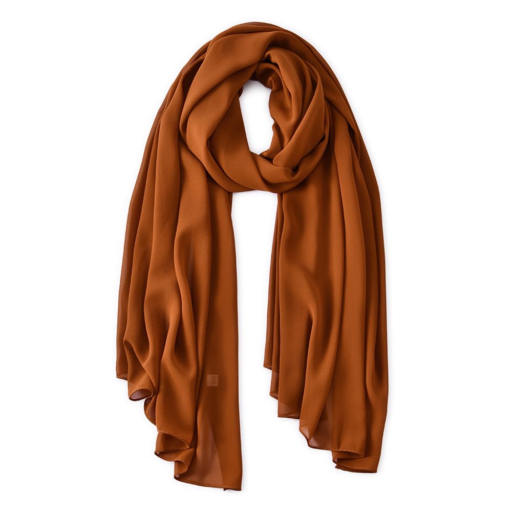 Yeieeo Chiffon Head Wraps for Women - Solid Color Fashion Bubble Chiffon Scarf Hijab