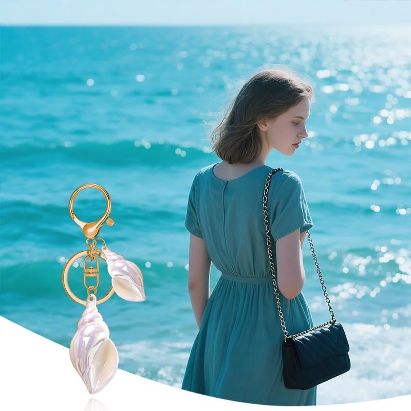 YALLNASL Beach Bag Accessories for Women Girls Beach Keychains for Purse Tote Bag Seashell Charms for Handbag Backpack Shell - Image 5