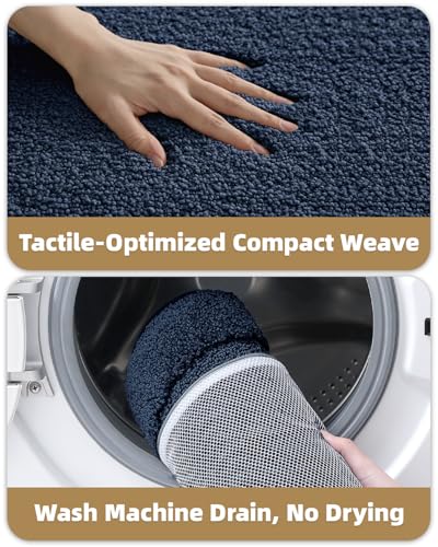 Image of Color&Geometry Oval Blue Bathroom Rugs 36x24, Extra Soft Absorbent Microfiber Bath Rugs, Non-Slip Bathroom mat, Washable Plush Bath Mats for Bathroom, Shower, Bathtub, Laundry, Blue