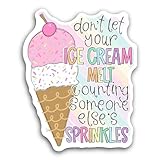 2 (Pieces) 3' and 5' Don't Let Your Ice Cream Melt Sticker, Waterproof Vinyl Decals for Many Purpose Like Cars, Trucks, Laptops, Phones, Windows and More