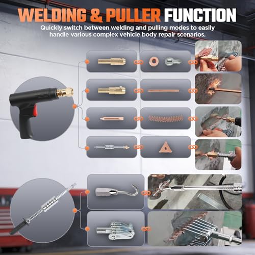 Image of Dent Puller Welder 3.5KW Spot Welder Dent Puller Machine, Auto /Manual Welding, 110V 4200A Auto Body Repair Kit with 6 Welding Modes & Overheat Protection for Car /Truck /Motorcycle