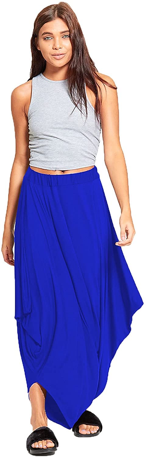Star Fashion Women's Royal Blue New Alibaba Lagenlook Gathenavy Draped Baggy Harem Pants Loose Stretchy Trousers/Royal Blue/Uk 8-14 (One Size)