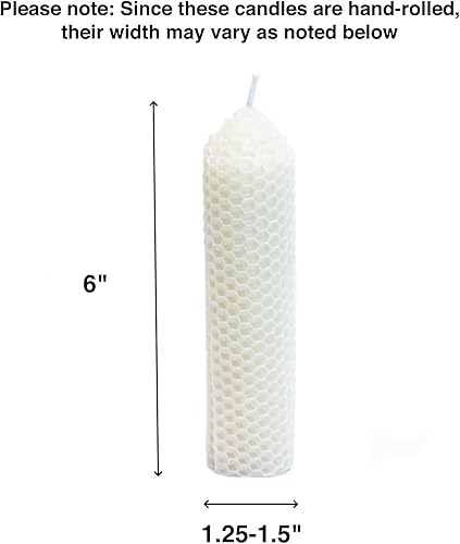 Miniatura 8 de Velas de pilar de cera de abeja 100% natural (6 x 1.25-1.5 pulgadas). Candelabro sin perfume con patrón de panal para decoración de centro de mesa.