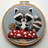 Stanznadel-Set für Anfänger, Happy Raccoon Holding Branch Punch Stitching Kit für Erwachsene, Nadelstanzer-Kits für Erwachsene, DIY handgemachtes kreatives Projekt