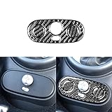 PJFUS Real Carbon Fiber Decal Center Console Gear Shift Panel Control Button Sticker Car Interior Accessories Decoration Compatible with Mini Cooper 2002 2003 2004 Black 3pcs