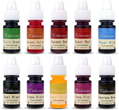 Food Coloring - 10 Color cake food coloring liquid Variety Kit for Baking, Decorating,Fondant and Cooking, Slime Making Supplies Kit - .25 fl. oz. (6ml) Bottles