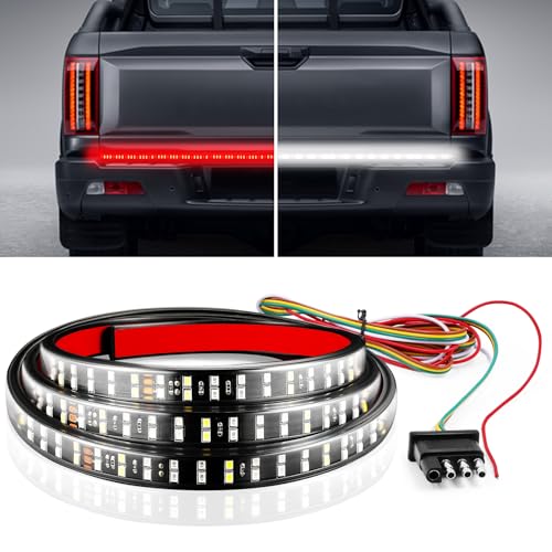 LivTee 48 Truck Tailgate Light Bar 288-LED Strip with Red Running & Brake White Reverse and Red Turn Signal Lights IP68 Waterproof Truck Accessories