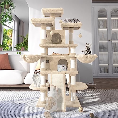Árbol para gatos grande multi-niveles 68 pulgadas beige miniatura 2