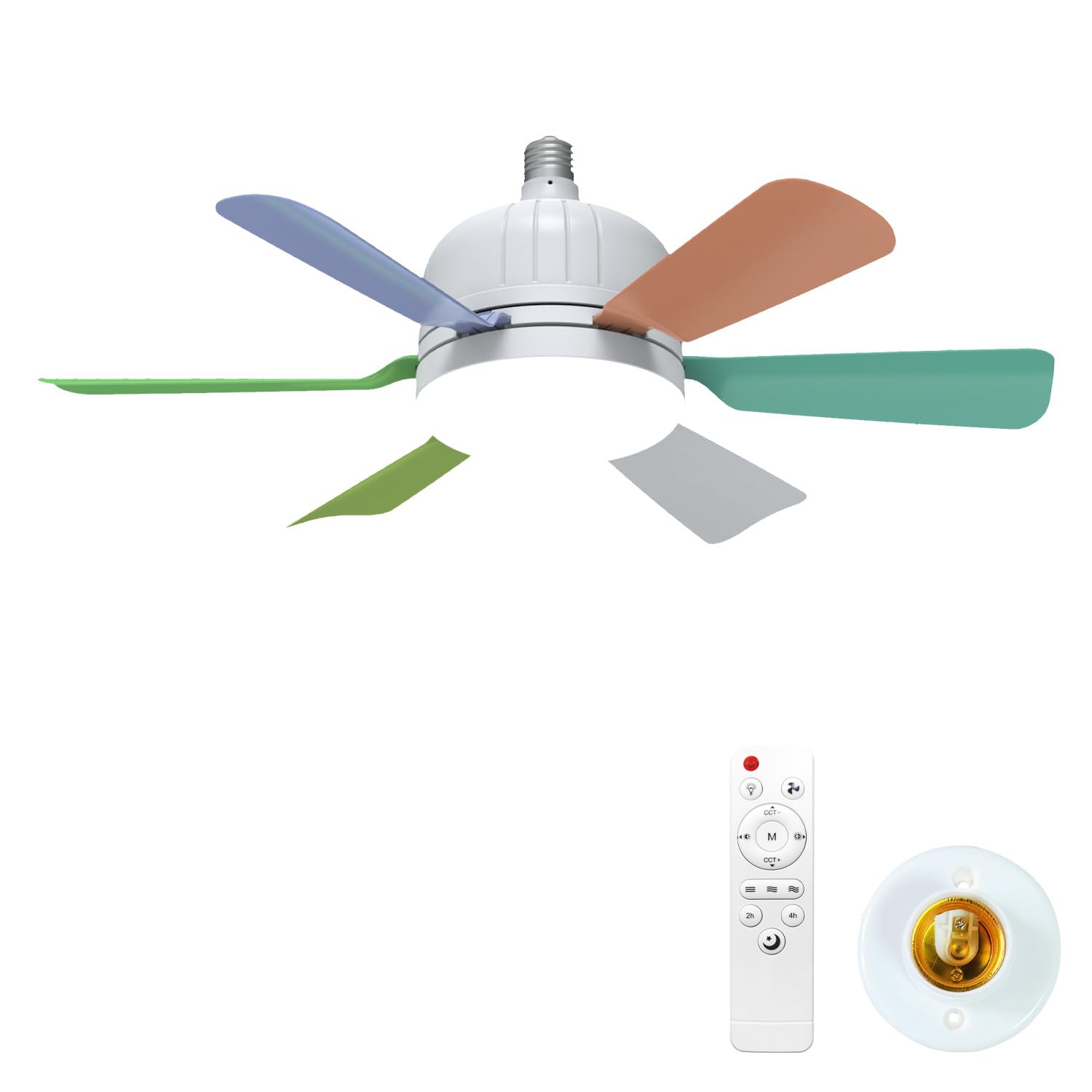 HXYSXHJUO Fan Light - Ceiling Fans with Lights and Remote, 46CM Small 3-Speeds, Time, Dimmable LED, E27 Base for Bedroom Kitchen Room Garage (6 Blades)-A