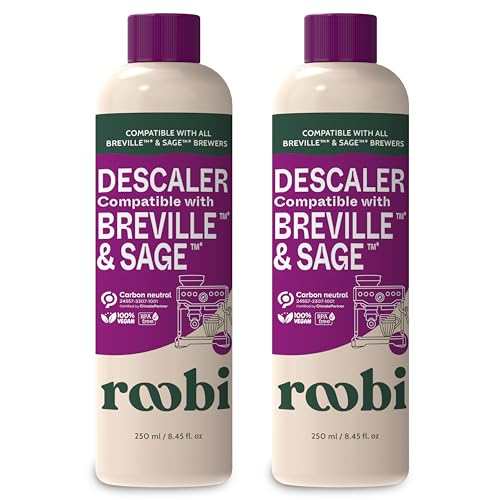 Roobi Entkalker für Espressomaschinen kompatibel mit Sage/Breville. Umweltfreundliche Lösung gegen Kalk. 2 Flaschen für 4 Anwendungen. Geruchsfrei.