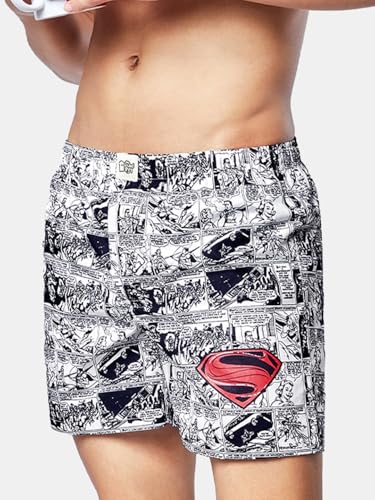 Image of The Souled Store|Official Superman: Comic Mens and Boys Boxer| Regular fit Graphic Printed|100% Cotton Poplin White Color Boxer Shorts
