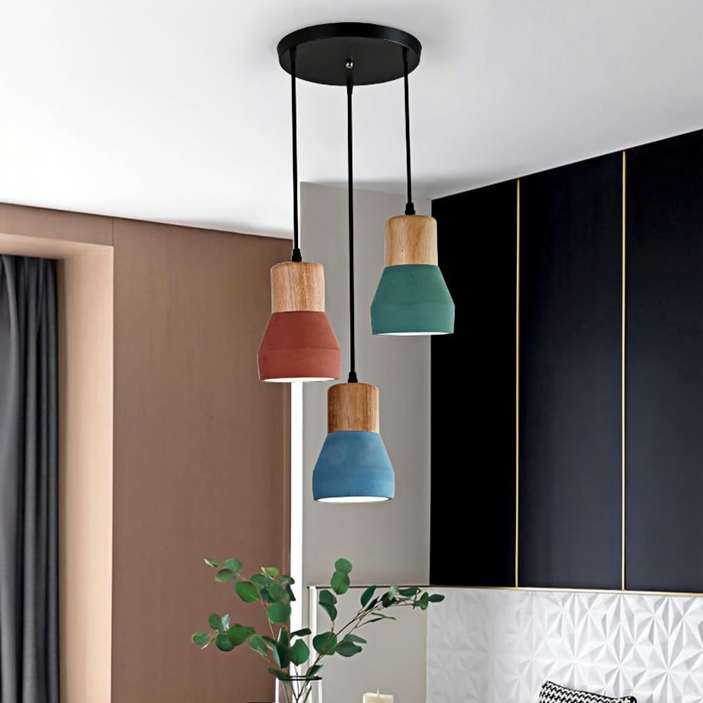Mini Lámpara Colgante De Metal Y Madera, Lámpara Moderna para