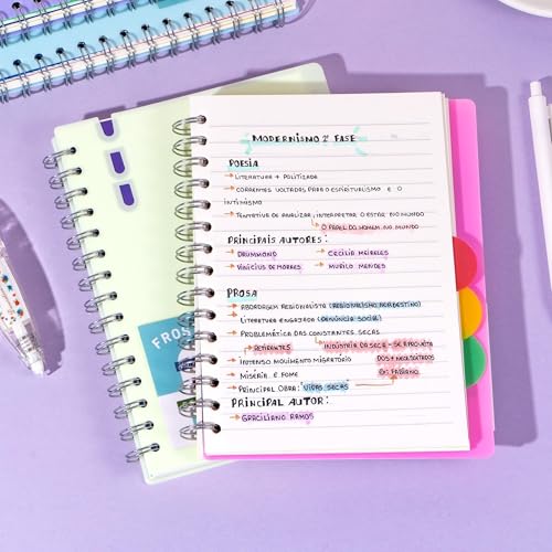 Carnet à spirale ligné pour ne plus perdre ses notes cahier rigide rose 5 intercalaires - 7